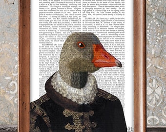 Elizabethan Goose Print, Digital Art Illustration Mixed Media Original Print wall art wall decor Wall hanging Goose picture geese