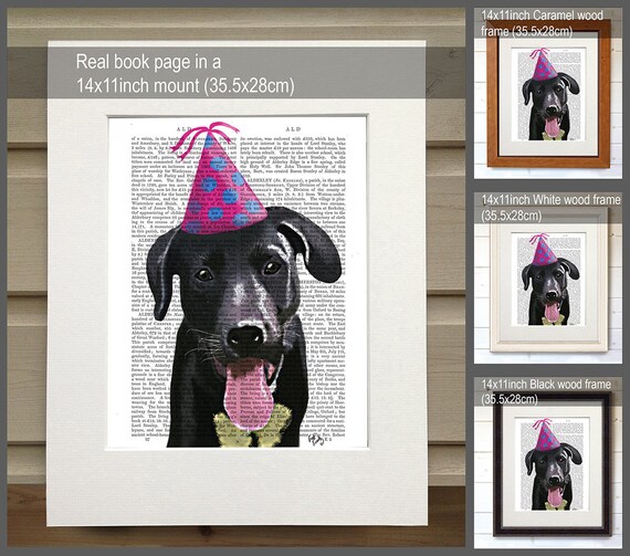 Black Lab Party Hat Print – Whimsical Dog Wall Art - Etsy