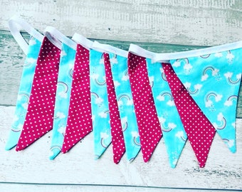 Pink bunting, Girls Bunting, Bunting, Birthday Gift, Rainbow Bunting