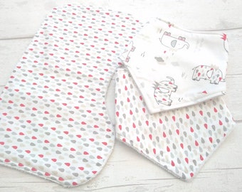 Dribble Bib and Burp Cloth Set, New Baby Gift, Baby Shower