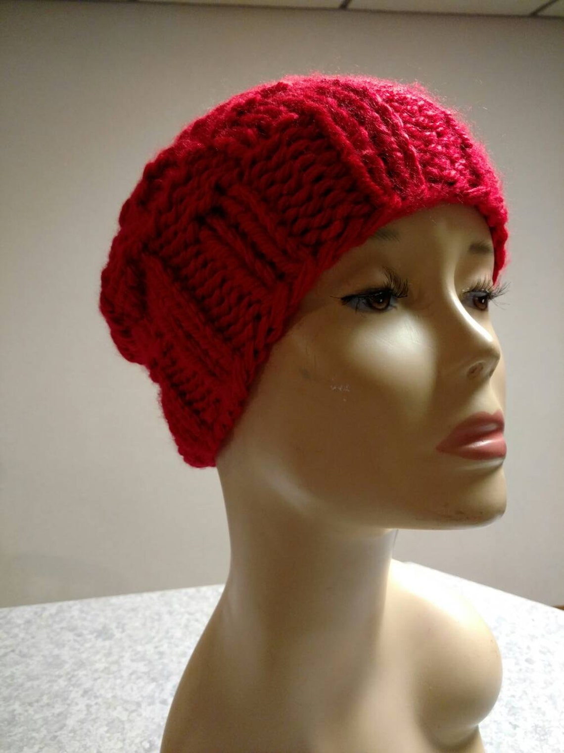 red knit winter hat