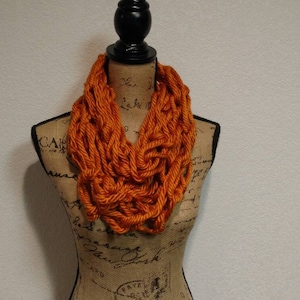 Orange Arm Knit Chunky Winter Scarf