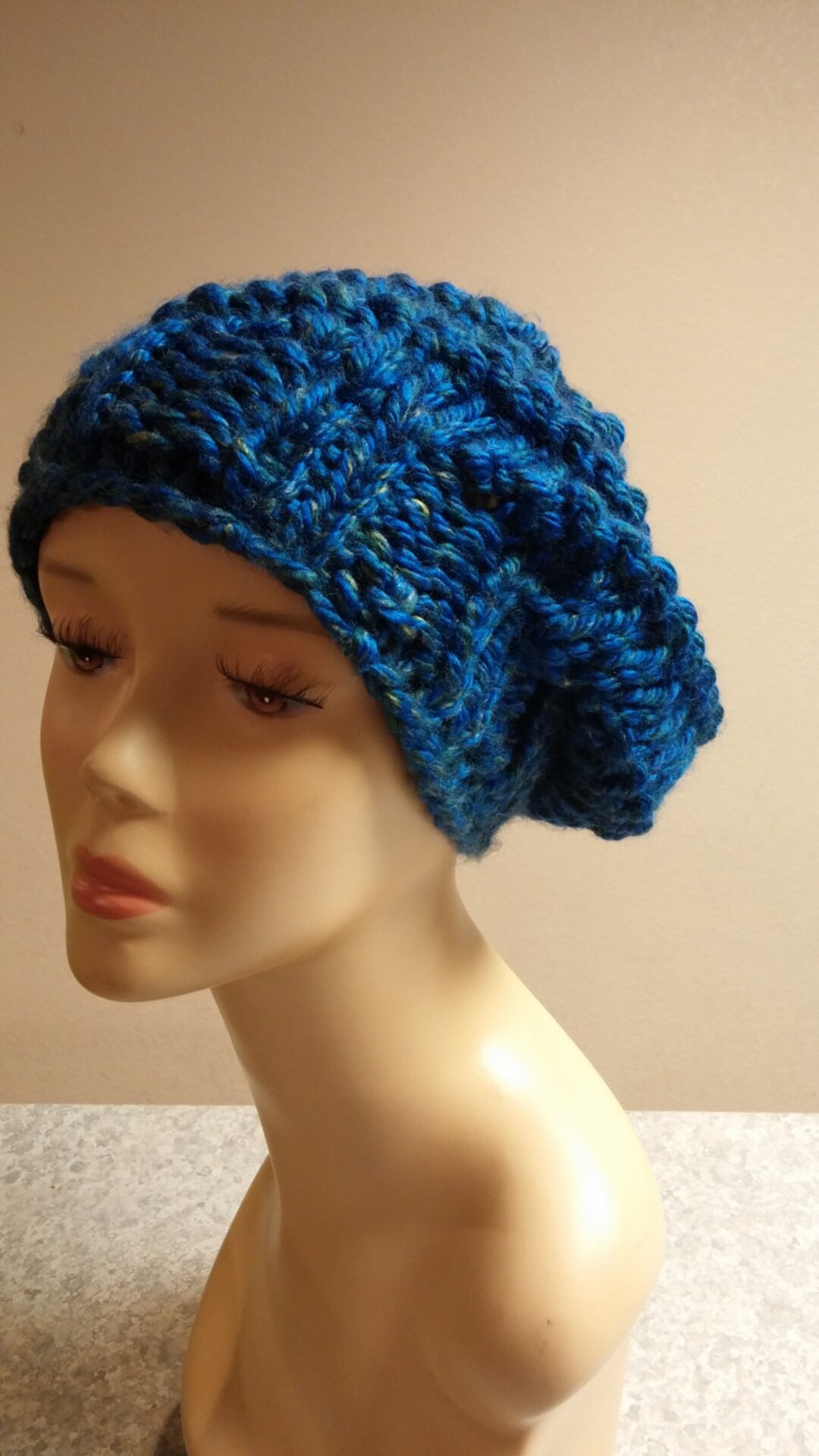 ONLY ONE Bright Blue Knit Slouchy Winter Hat - Etsy
