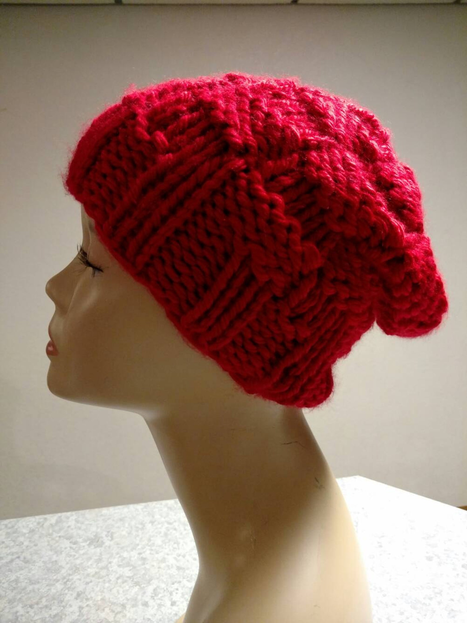 red knit winter hat