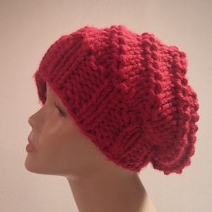 ONLY ONE Winter Knit Slouchy Red Hat