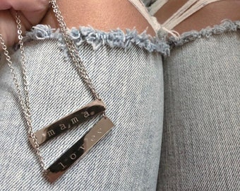 Engraved Bar Necklace - LOVE or MAMA
