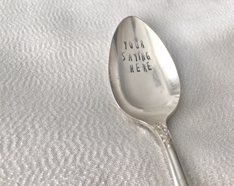 Antique Silver Plated Spoon - Hand Stamped Spoon - Vintage Hand Stamped Spoon- Personalized spoon