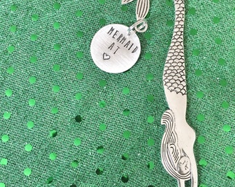 Mermaid Bookmark - Mermaid at heart - Hand Stamped Bookmark - Book Club - Friend Gift