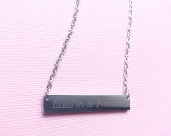 Blessed are the Peacemakers - bar necklace- police wife thin blue line law enforcement