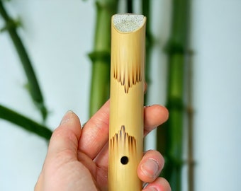 Silbato de bambú GMP, hecho a mano, imita a un pájaro de madera, instrumento musical de percusión de viento madera, con auténtico efecto de canto de pájaro.