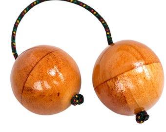 Boom Kashaka (Asalato, Asalator, Televi) – Mahogany Wood, Adjustable Rope, Glass Beads, Hand Percussion Shaker Instrument for Drum Circles