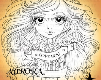 Digital stamp- 'Aurora' 'Love you' - 300 dpi 4 JPEG/PNG files - tewmothersday - MAC_aurora_12