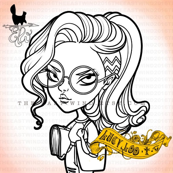 Digital Stamp -Lucy Loo Chibi Doll 'School look' -300 dpi JPEG/PNG files - SCHOOLLOOK0318