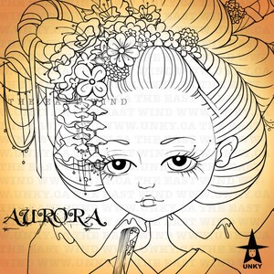 Digital stamp- Aurora 'New Year Kimono' - 300 dpi JPEG/PNG files - mac0137