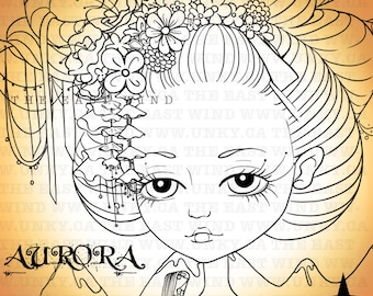 Digital stamp- Aurora 'New Year Kimono' - 300 dpi JPEG/PNG files - mac0137