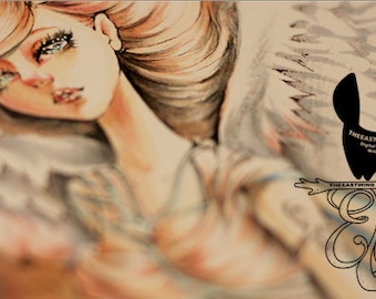 Digital stamp- 'Angel' -300dpi jpeg/png files - MAC0140