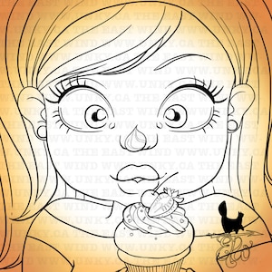 Digital stamp Diva Lisa 'hmmm cupcake' 300dpi JPG/PNG files MAC0156 image 1