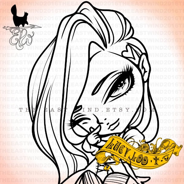 Digital stamp- Lucy Loo Chibi Doll 'Mini Heart'- 300dpi JPG/PNG files-Lucydollminiheart