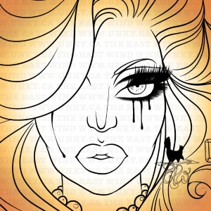 Digital stamp-Betty Cockus &#39; Put on a make up &#39;- 300dpi JPG/PNG files -MAC0188
