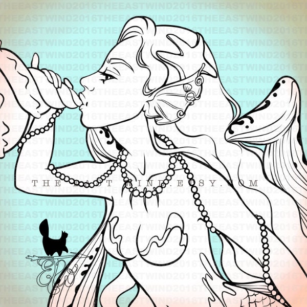 Digital Stamp- Mermaid Call - 300dpi JPEG/ PNG -MAC0300