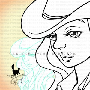 Digital Stamp- COWGIRL portrait - 300dpi JPEG/ PNG - MAC0285