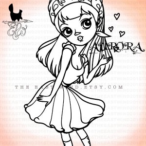 Digital Stamp- Aurora &#39;Blowing Heart&#39; - 300dpi JPEG/ PNG - May0218