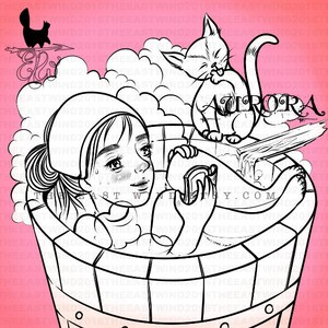 Digital stamp- Aurora &#39;Bath&#39;- 300dpi JPG/PNG files -MAC0372