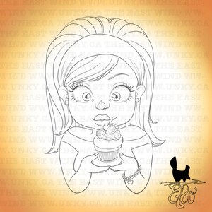 Digital stamp Diva Lisa 'hmmm cupcake' 300dpi JPG/PNG files MAC0156 image 2