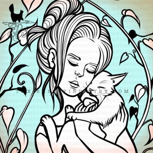 Digital Stamp- &#39;lovecatlove&#39; -300dpi JPG/PNG files -NOV17002