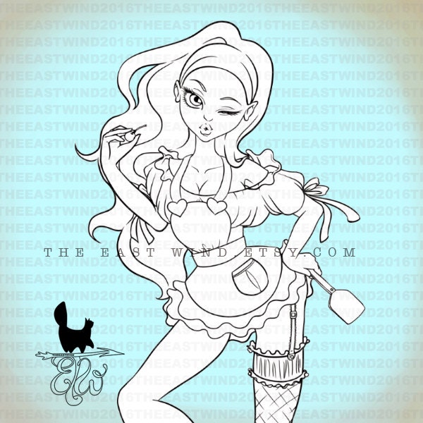 Digital stamp- French maid  -300dpi JPG/PNG files - MAC0263