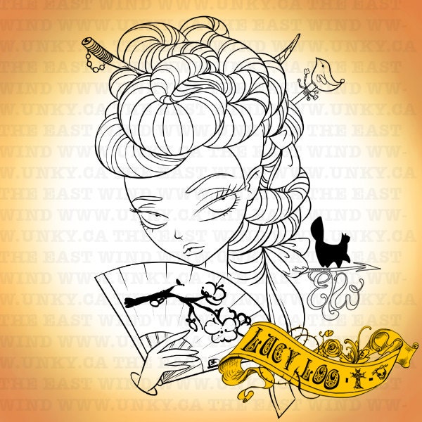 Digital stamp- Lucy Loo 'Hair on top' - 300 dpi JPEG / PNG files -MMAC0180