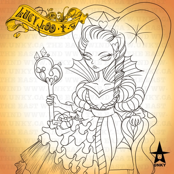 Digital Stamp- Lucy Loo 'Queen of hearts'  -300dpi jpeg/png files - MAC0120