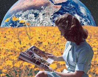 Earth Bound Digital Download | Digital Download, Wall Decor, Space Art, Retro Art, Collage Art, Surreal Art, Trippy Art, Home Decor