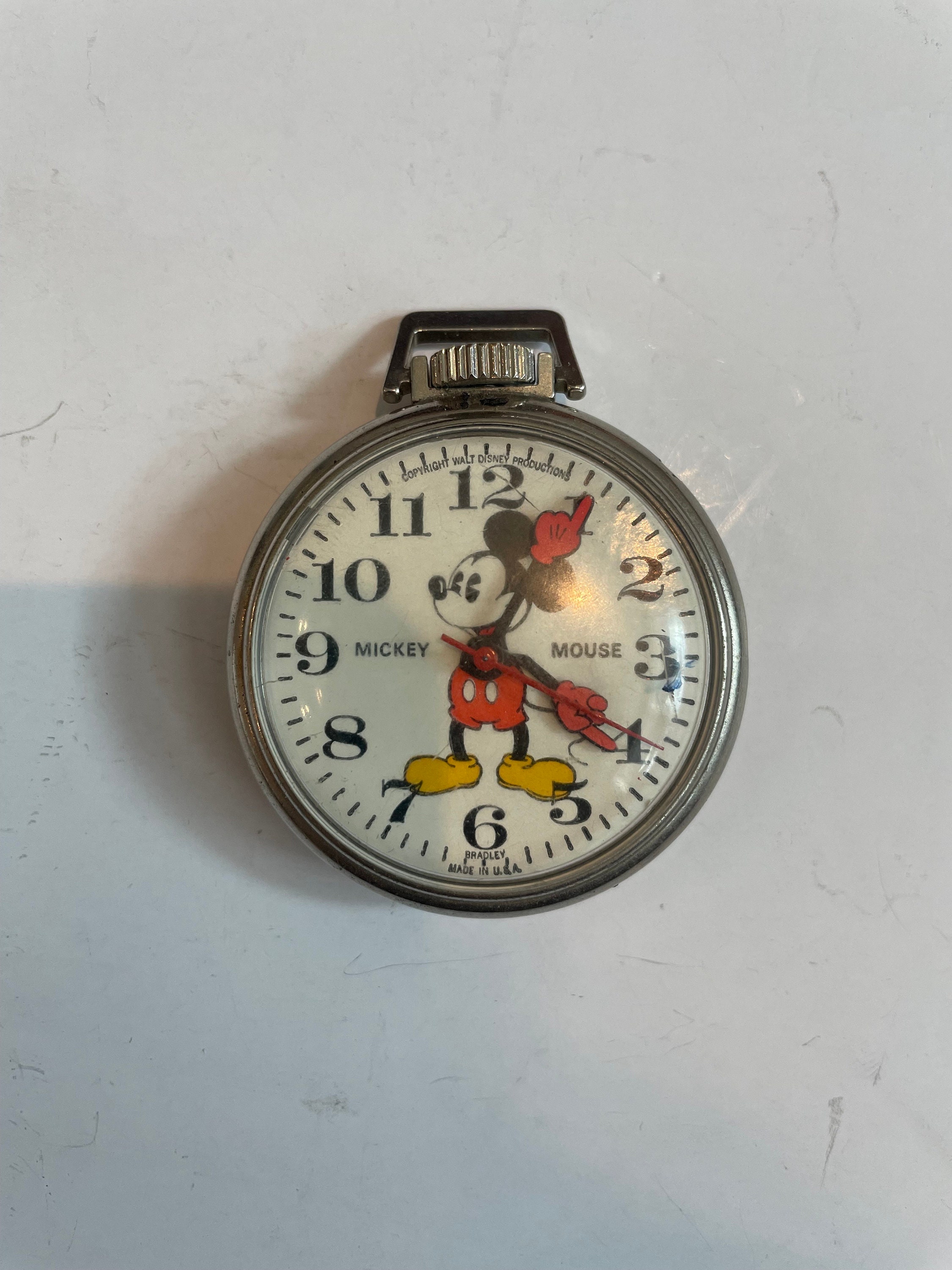 Vintage Mickey Mouse Pocket Watch Made in USA by Bradley. 1970s Etsy