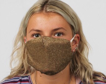 Fun Gold Sparkle Face Mask/ Face Guard