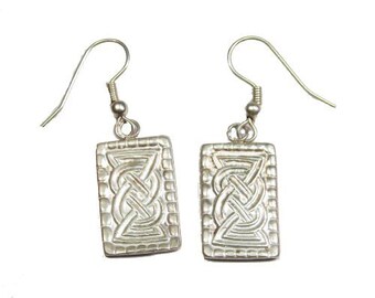 Sterling SIlver Oseberg Scandinavian Celtic Dangle Earrings French Wire