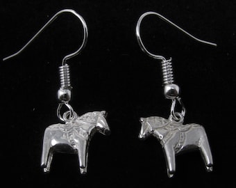 Sterling Silver Scandinavian Norsk Dalahast Horse Earrings