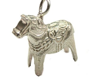 Sterling Silver Scandinavian Traditional Swedish Dalahast Pendant