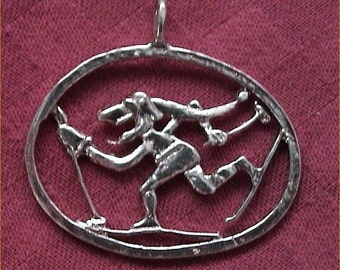 Sterling Silver Troll Skier Christmas Ornament