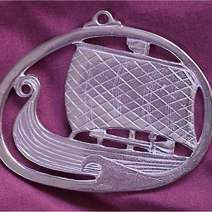 Sterling Silver Viking Ship Christmas Ornament