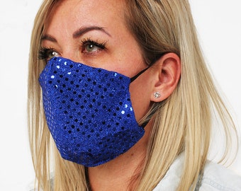 Fun Blue Sparkle Face Mask/ Face Guard