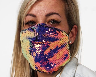 Fun Rainbow Sparkle Face Mask/ Face Guard