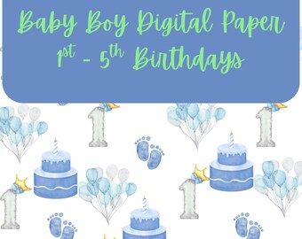 Boy Birthday Digital Paper