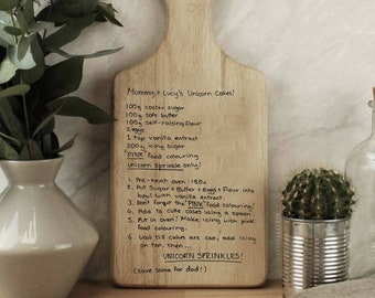 Personalised Hand Written Recipe Paddle Board - Perfect Gift For Bakers and Cooks - Custom Made Chopping Board original recipe-keepsake gift