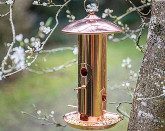 Handgemaakte koperen vogelvoeder, tuincadeau-, vogelliefhebber, cadeau voor moeder, hangend tuindecor, gepolijst koper- aangepaste naam - op bestelling gemaakt