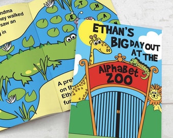 Personalised Soft Back Alphabet World Books for a Childs Birthday, Christening gift Book