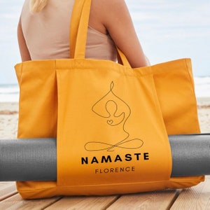 Personalized Namaste Yoga Tote Bag: Organic Cotton Travel Bag