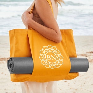 Personalized Mandala Yoga Tote Bag: Organic Cotton Gym Travel Bag