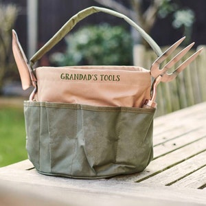 Personalised Green Canvas Gardening Carry Bag - garden bag gift for Dad - gardening gift for a gardener- customised garden,gardenware