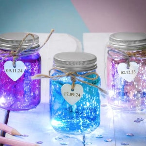 Personalised Special Date Mini Light Up - HAND PAINTED Night Light-Sparkle Ombre Light - Glitter - night light-  fairy - Letteroom Exclusive